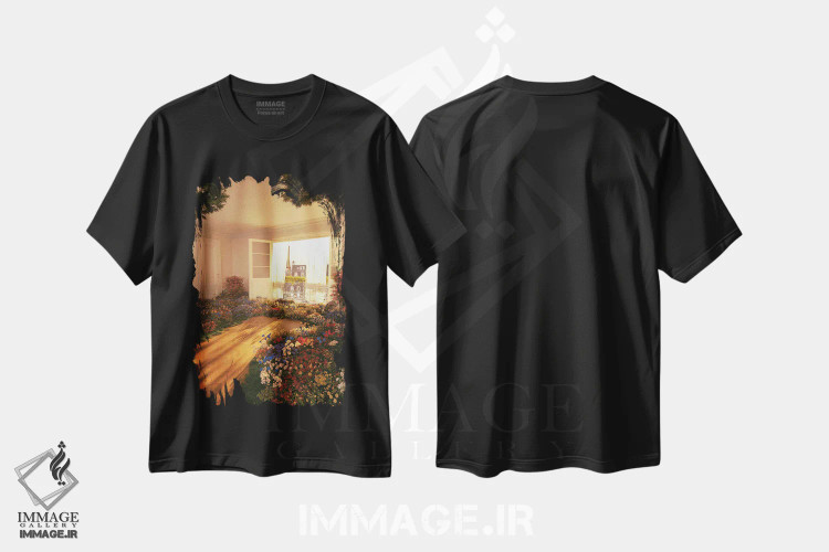 تیشرت مشکی طرح دار گل های پاریس، عکاسی ترکیبی اثر جیمز ترالی | فروشگاه ایماژ