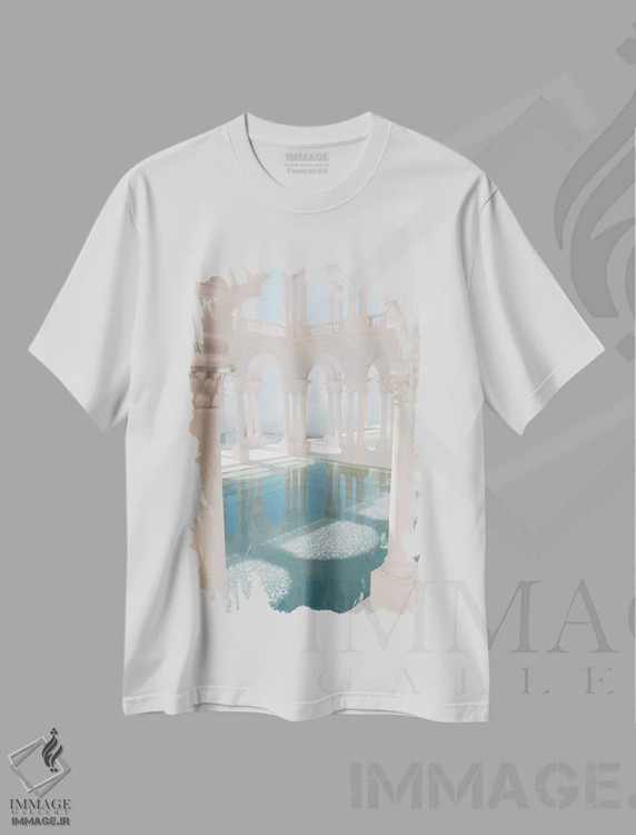 تیشرت سفید طرح دار استخرهای بی انتها، عکاسی ترکیبی اثر جیمز ترالی | فروشگاه ایماژ