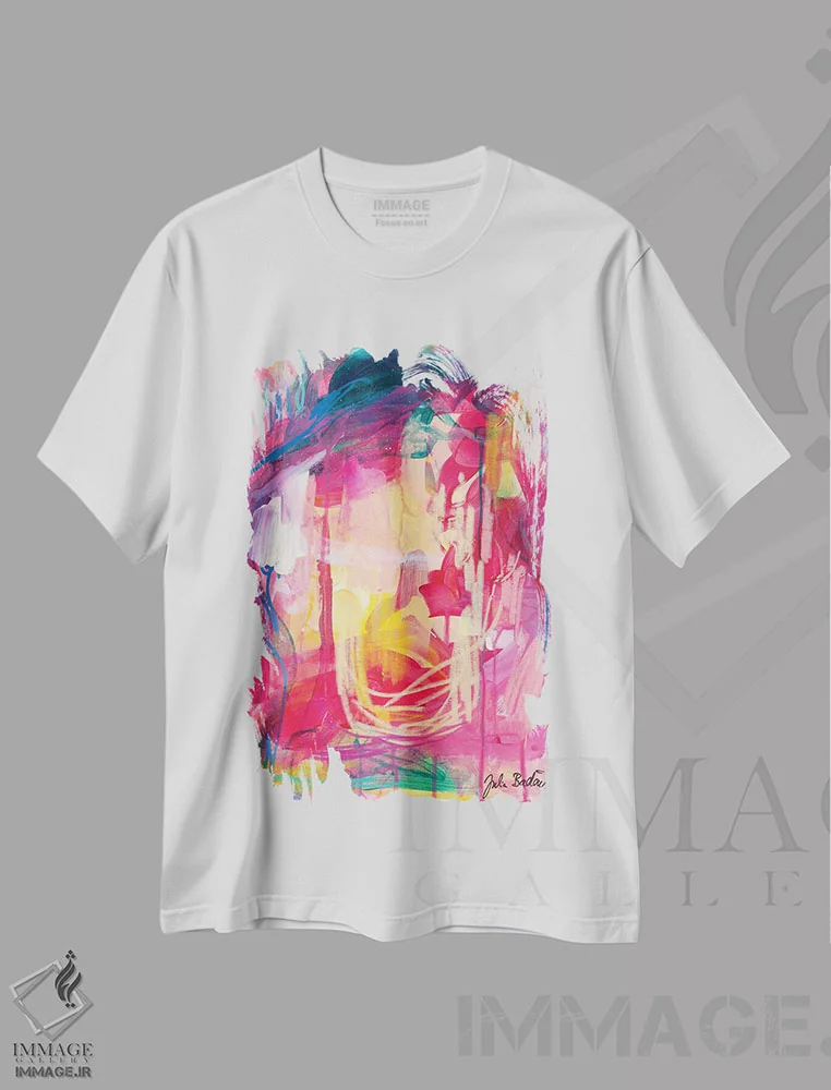 تیشرت سفید طرح دار لالایی اثر جولیا بادو | immage.ir