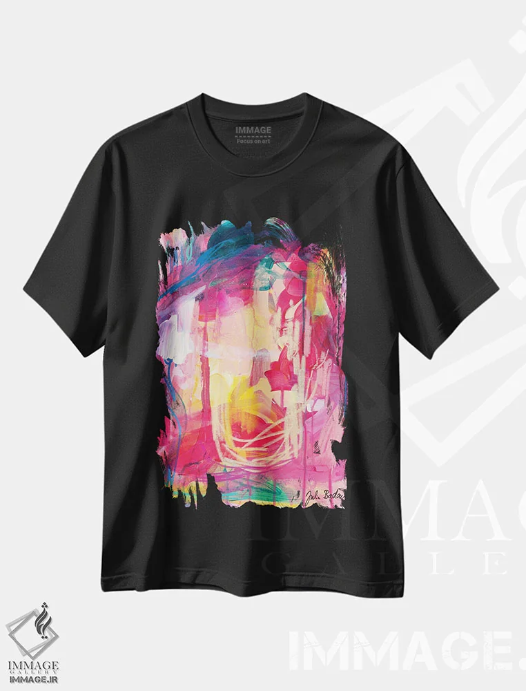 تیشرت مشکی طرح دار لالایی اثر جولیا بادو | فروشگاه ایماژ