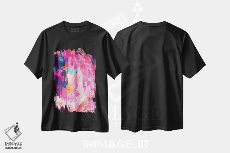 تیشرت مشکی طرح دار با ریتم خودم پیش می روم اثر جولیا بادو | immage.ir