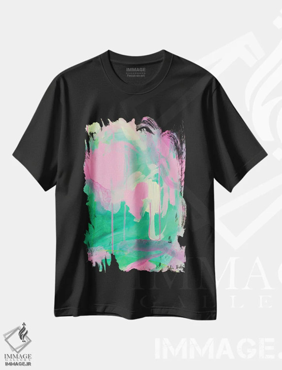 تیشرت مشکی طرح دار مایهٔ خوشحالی من اثر جولیا بادو | فروشگاه ایماژ