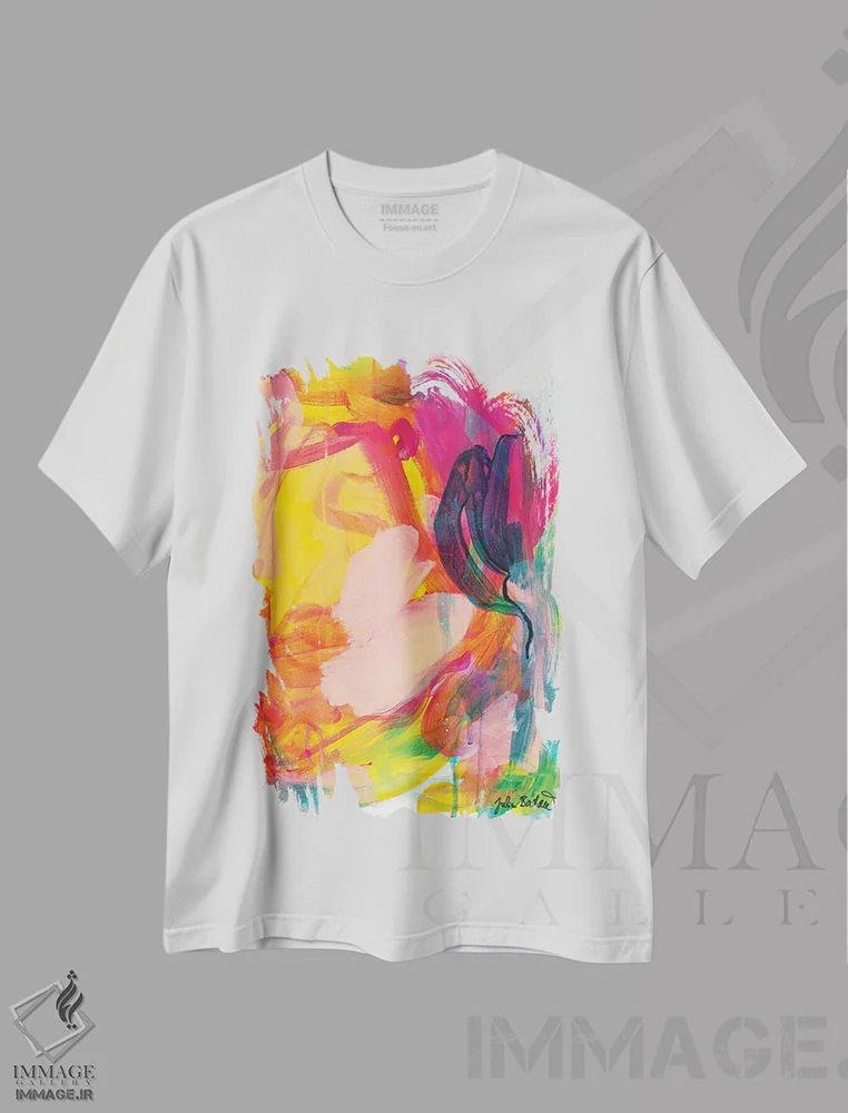 تیشرت سفید طرح دار یاغی اثر جولیا بادو | فروشگاه ایماژ