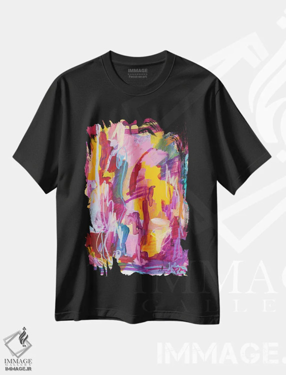 تیشرت مشکی طرح دار دوران دشوار اثر جولیا بادو | فروشگاه ایماژ
