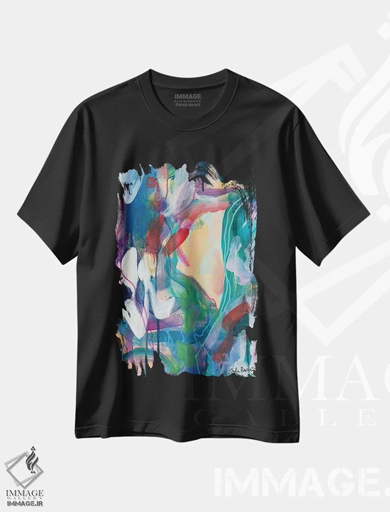 تیشرت مشکی طرح دار به تدریج تمام حس وقار را از دست می دهم اثر جولیا بادو | فروشگاه ایماژ