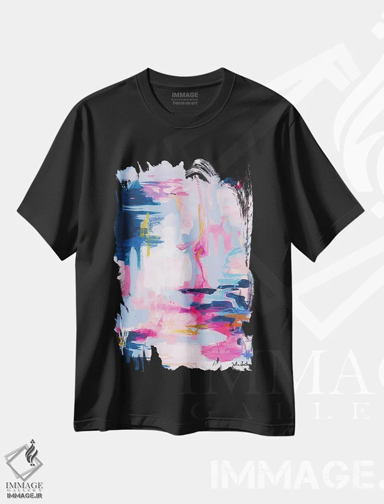 تیشرت مشکی طرح دار نقطه بی صدا یا بی اثر اثر جولیا بادو | فروشگاه ایماژ