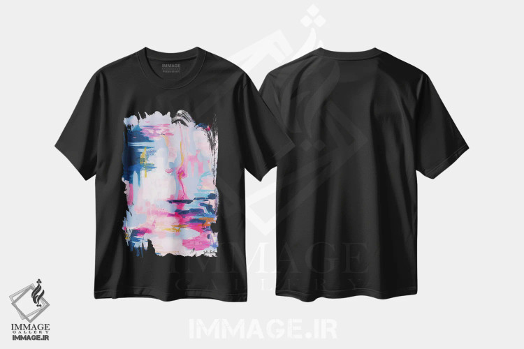 تیشرت مشکی طرح دار نقطه بی صدا یا بی اثر اثر جولیا بادو | فروشگاه ایماژ