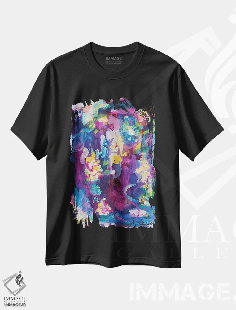تیشرت مشکی طرح دار آدم دوسوگرا اثر جولیا بادو | فروشگاه ایماژ