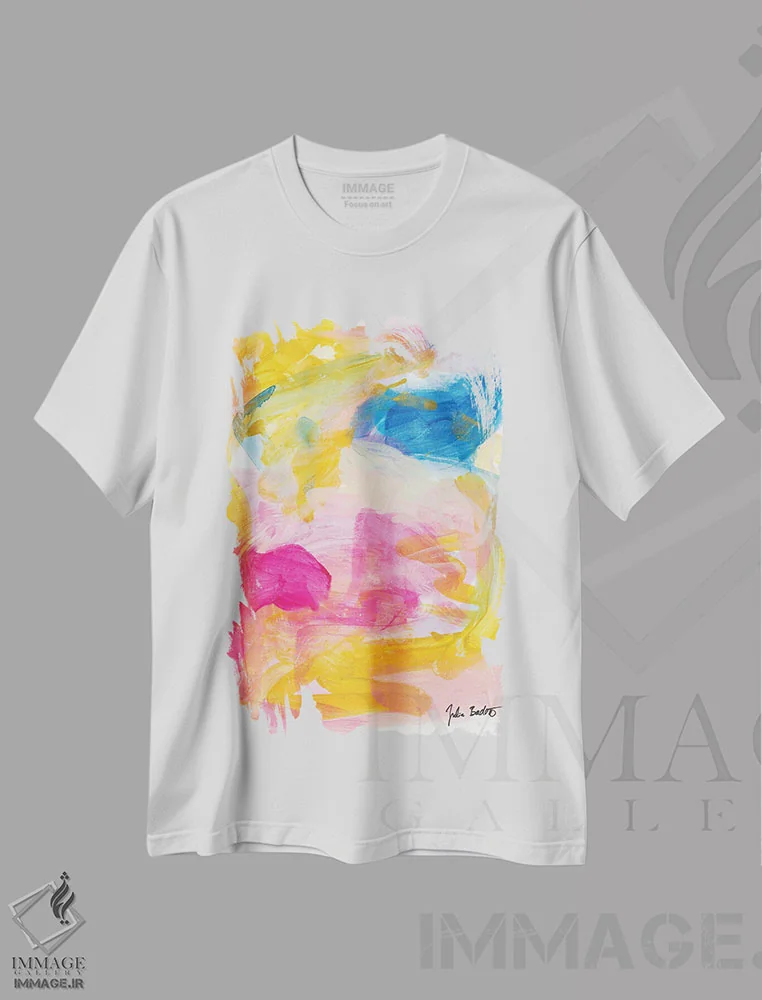 تیشرت سفید طرح دار خلق کن اثر جولیا بادو | فروشگاه ایماژ