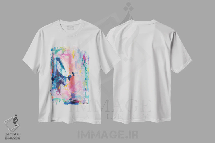 تیشرت سفید طرح دار دوگانگی اثر جولیا بادو | فروشگاه ایماژ