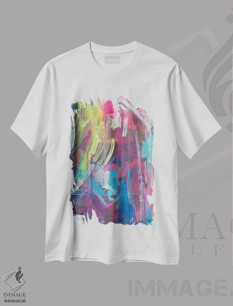 تیشرت سفید طرح دار از مسیر لذت ببر اثر جولیا بادو | فروشگاه ایماژ