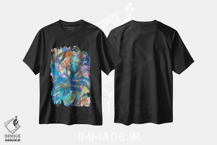 تیشرت مشکی طرح دار یافتن ضرباهنگ خود اثر جولیا بادو | فروشگاه ایماژ