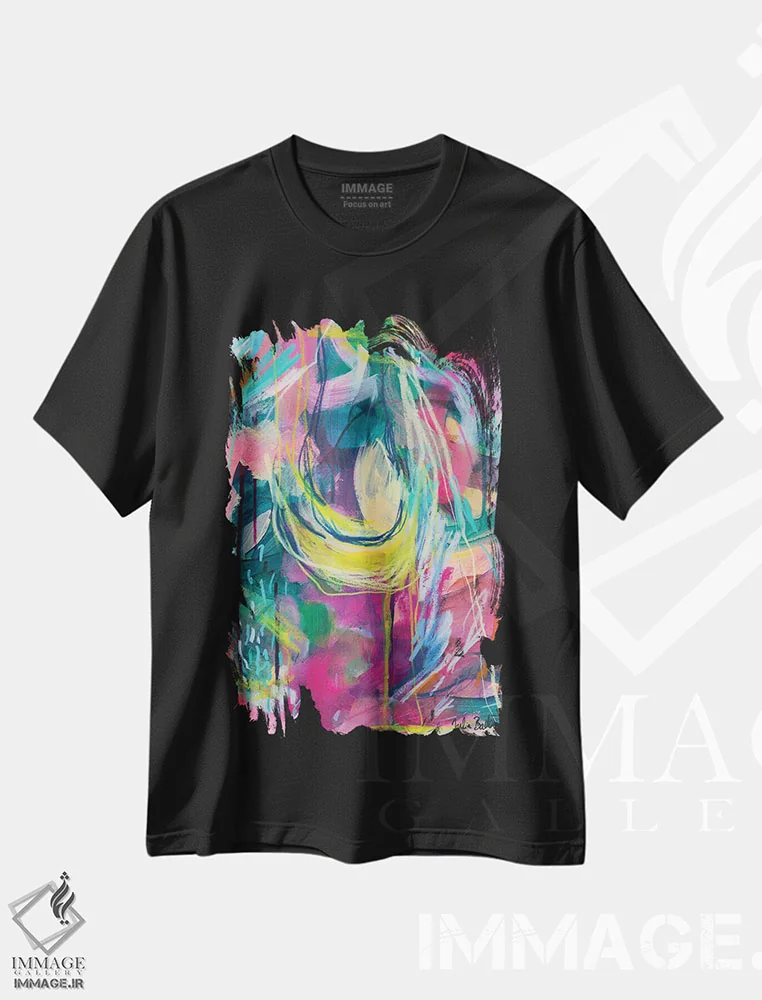 تیشرت مشکی طرح دار ناسازگاری می تواند باعث سقوط تو شود اثر جولیا بادو | فروشگاه ایماژ