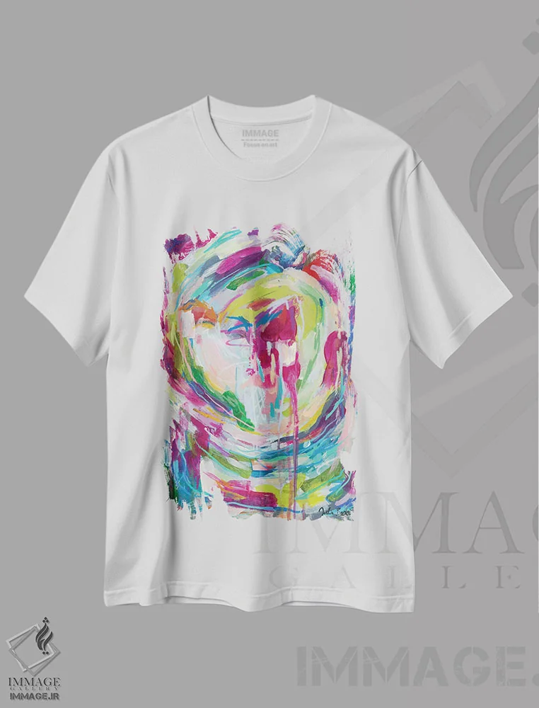 تیشرت سفید طرح دار آتش درونی اثر جولیا بادو | فروشگاه ایماژ