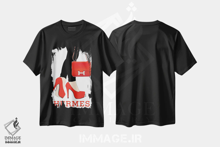 تیشرت مشکی طرح دار کیف هرمس، هنر دیجیتال اثر جولی شریبر | immage.ir