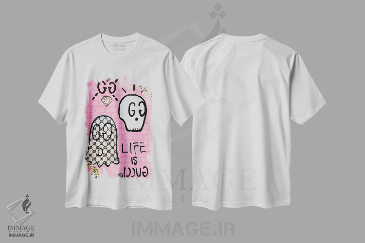 تیشرت سفید طرح دار زندگی یعنی گوچی، هنر دیجیتال اثر جولی شریبر | immage.ir