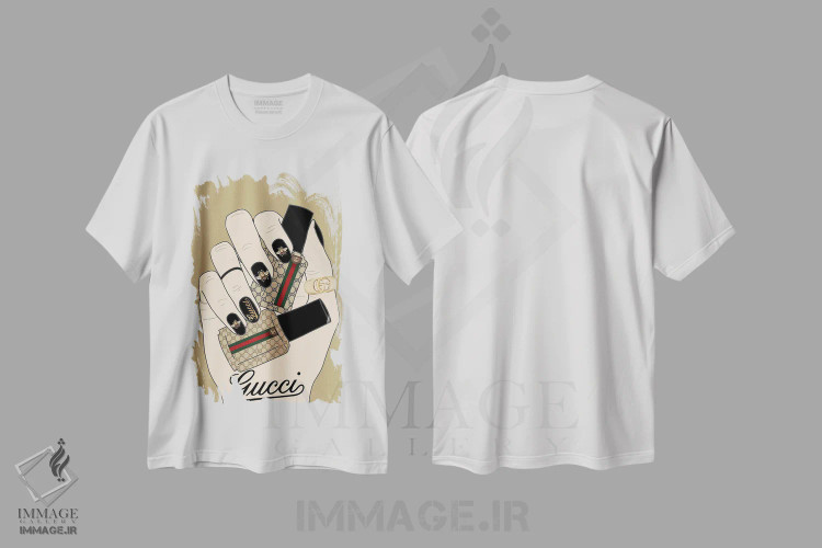 تیشرت سفید طرح دار ناخن های لاک زده گوچی، دکوراسیون جایگزین اثر جولی شریبر | فروشگاه ایماژ