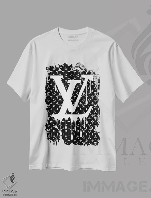 تیشرت سفید طرح دار لوییز ویتون سیاه و سفید، هنر دیجیتال سیاه و سفید اثر جولی شریبر | فروشگاه ایماژ