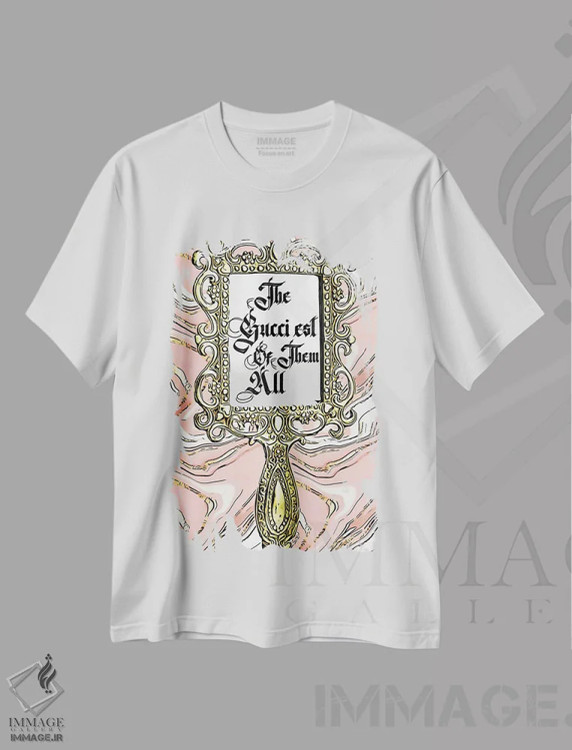 تیشرت سفید طرح دار گوچی ترین، هنر دیجیتال اثر جولی شریبر | immage.ir