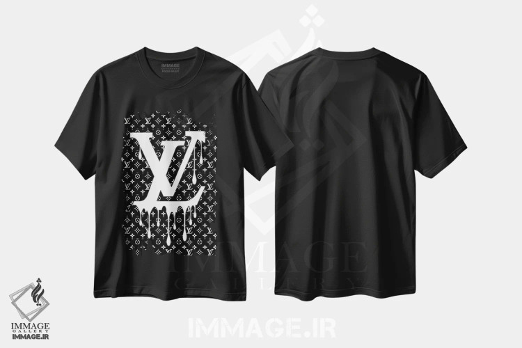 تیشرت مشکی طرح دار لوییز ویتون سیاه و سفید، هنر دیجیتال سیاه و سفید اثر جولی شریبر | immage.ir