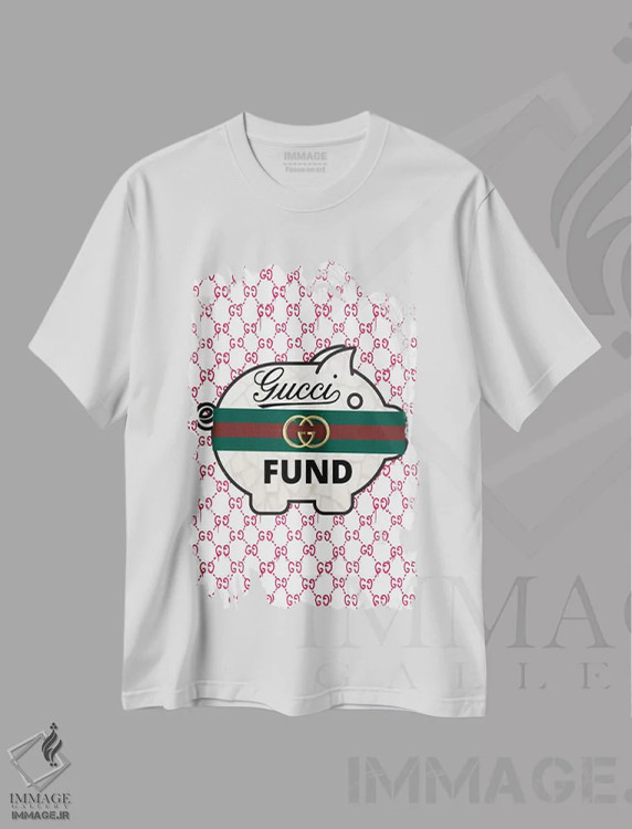 تیشرت سفید طرح دار سرمایه گذاری گوچی، هنر دیجیتال اثر جولی شریبر | فروشگاه ایماژ