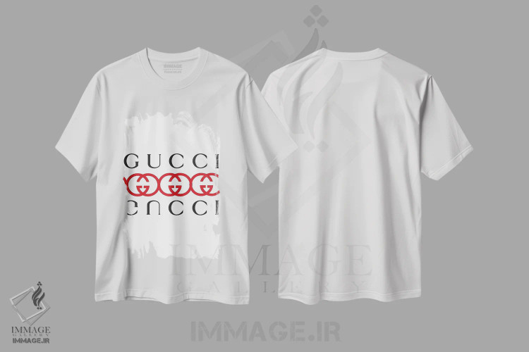 تیشرت سفید طرح دار بازتاب گوچی، هنر دیجیتال اثر جولی شریبر | immage.ir