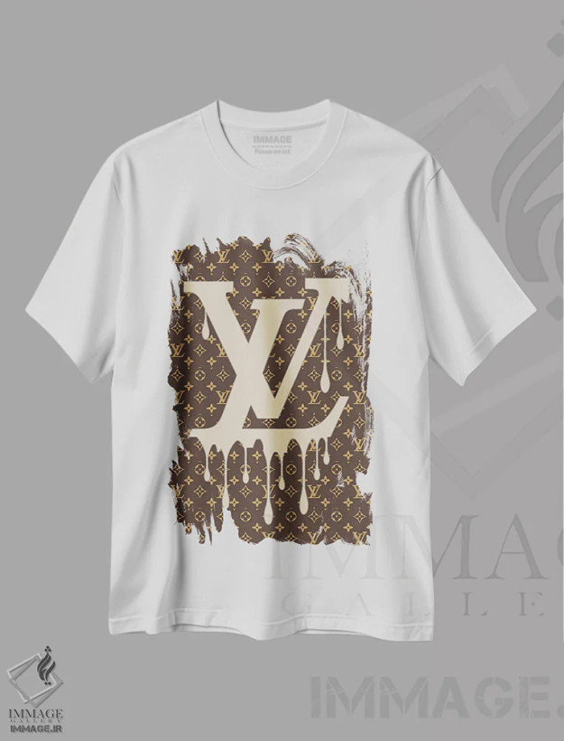 تیشرت سفید طرح دار الگوی لوگوی قطره ای لوییز ویتون، هنر دیجیتال اثر جولی شریبر | فروشگاه ایماژ