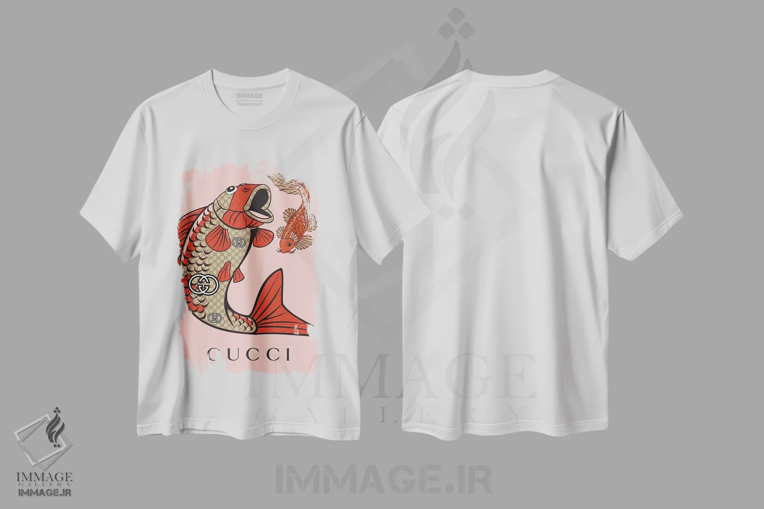 تیشرت سفید طرح دار کوئی گوچی، هنر دیجیتال اثر جولی شریبر | فروشگاه ایماژ