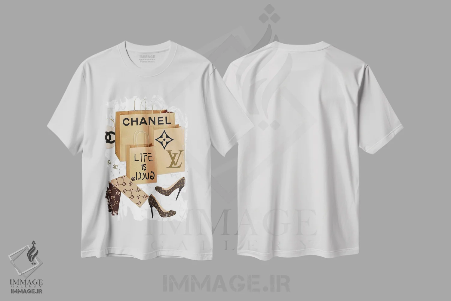 تیشرت سفید طرح دار آثار جولی شریبر - فروشگاه ایماژ