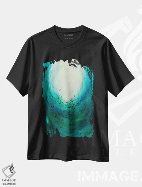 تیشرت مشکی طرح دار موج های صلح ۳، آبستره اثر جولی ان اسکات | فروشگاه ایماژ