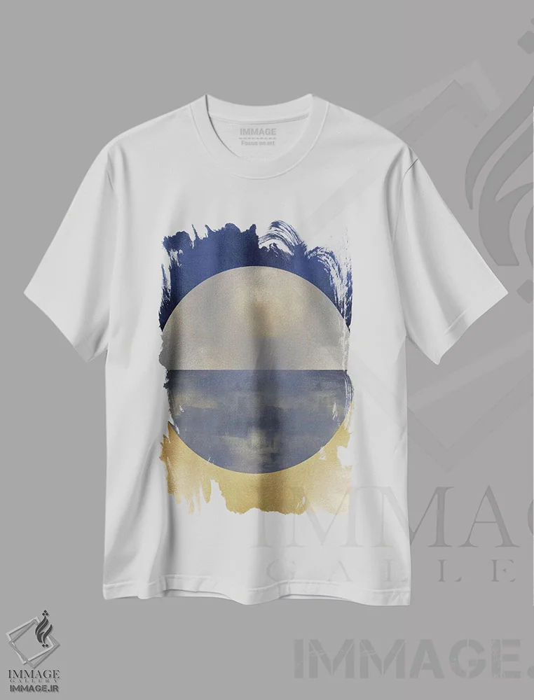 تیشرت سفید طرح دار گوی آبی ۱ اثر جاستین تامپسون | فروشگاه ایماژ