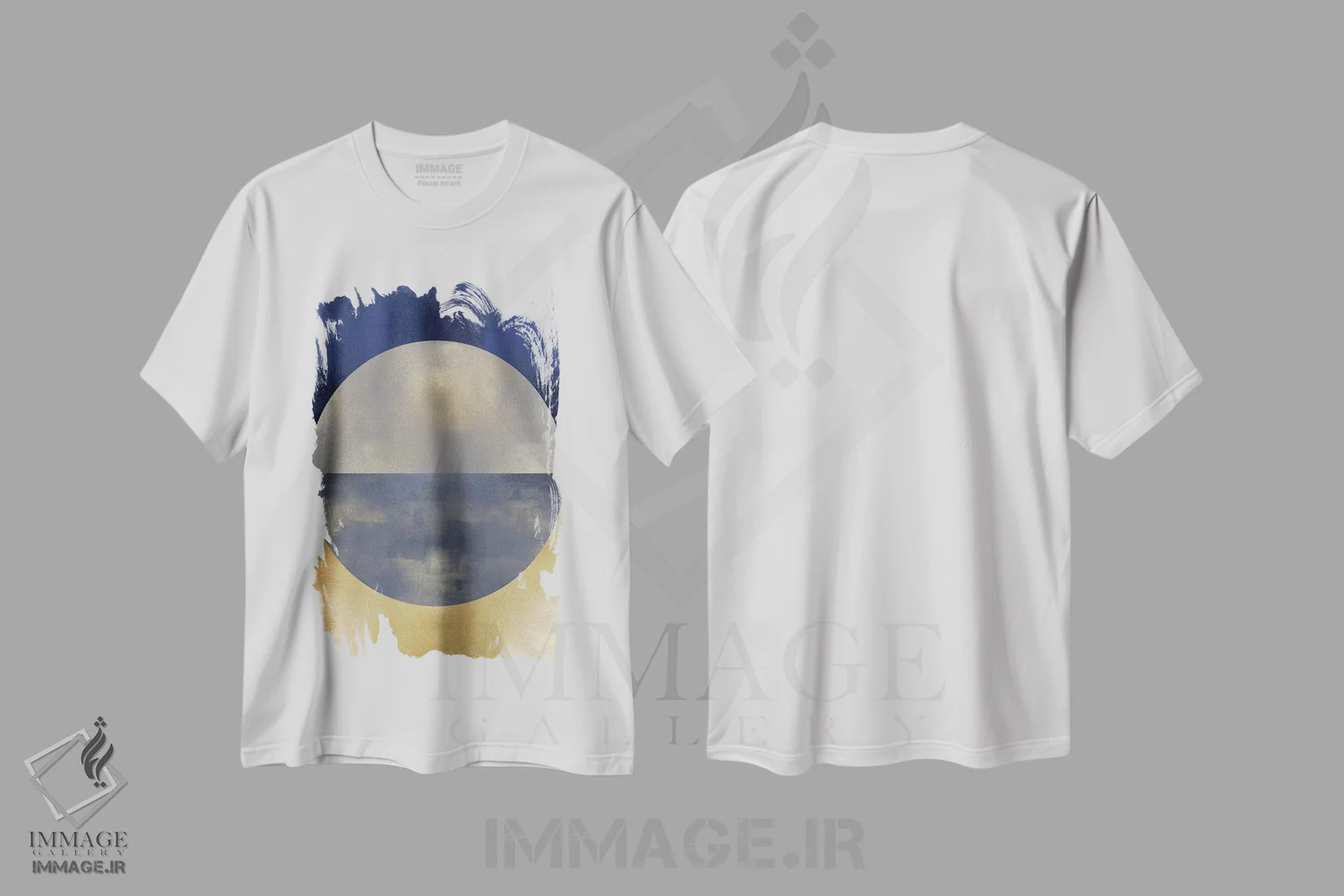 تیشرت سفید طرح دار گوی آبی ۱ اثر جاستین تامپسون | فروشگاه ایماژ