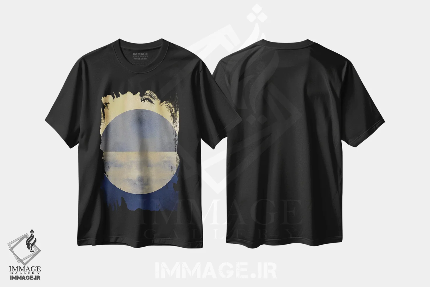 تیشرت مشکی طرح دار گوی آبی ۲ اثر جاستین تامپسون | فروشگاه ایماژ