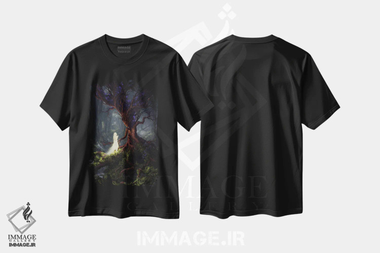 تیشرت مشکی طرح دار مسافر شبانه، هنر دیجیتال اثر جولیان باور | immage.ir