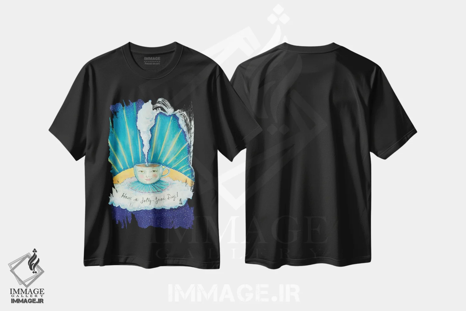 تیشرت مشکی طرح دار روز شادی داشته باش!، هنر عامیانه اثر جانا واشتی | immage.ir