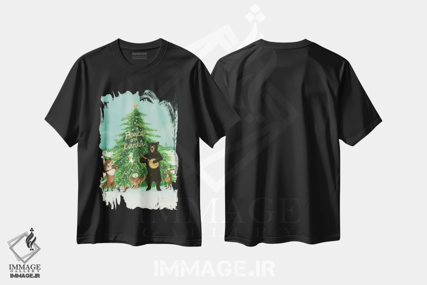 تیشرت مشکی طرح دار صلح بر زمین، هنر عامیانه اثر جانا واشتی | immage.ir