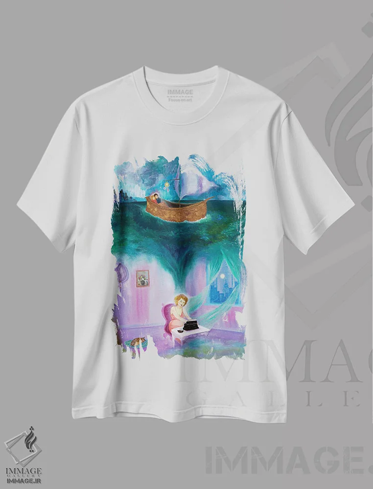 تیشرت سفید طرح دار پیام مخفی، هنر عامیانه اثر جانا واشتی | فروشگاه ایماژ