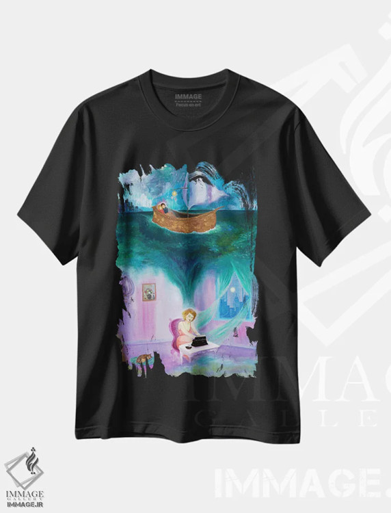 تیشرت مشکی طرح دار پیام مخفی، هنر عامیانه اثر جانا واشتی | immage.ir