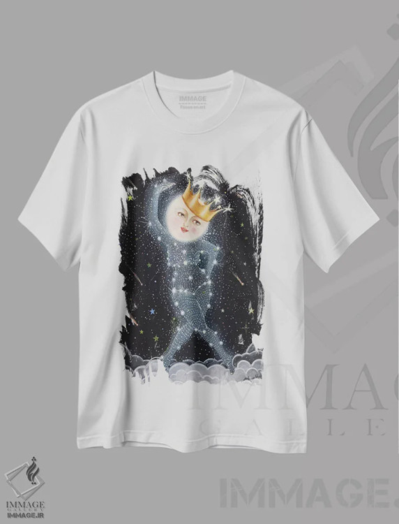 تیشرت سفید طرح دار ماه خواهر، هنر عامیانه اثر جانا واشتی | immage.ir