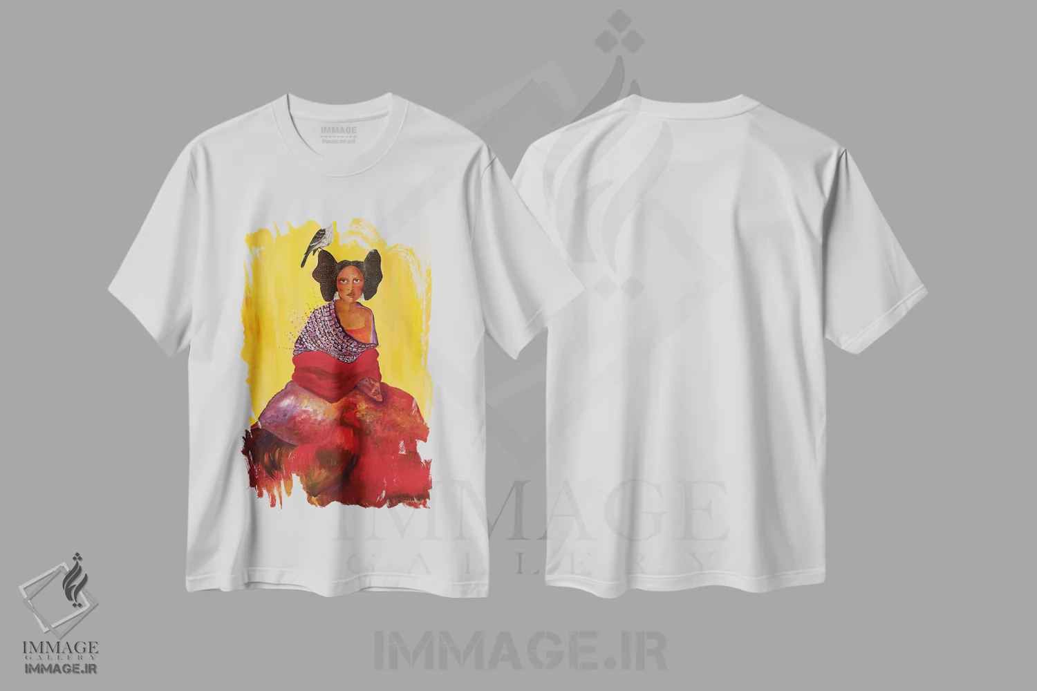 تیشرت سفید طرح دار آثار جانا واشتی - immage.ir