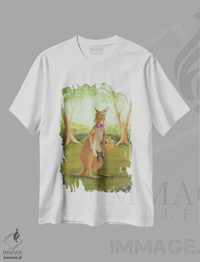 تیشرت سفید طرح دار مادر رو، هنر عامیانه اثر جانا واشتی | فروشگاه ایماژ