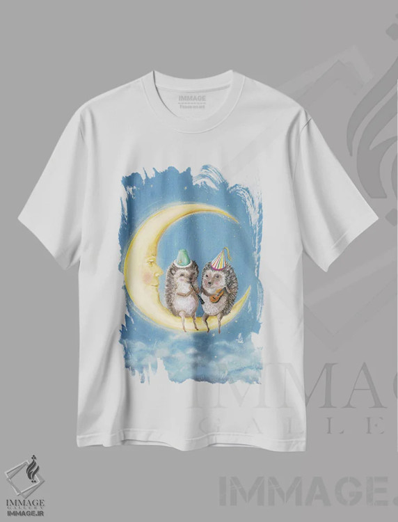 تیشرت سفید طرح دار مهمانی ماه، هنر عامیانه اثر جانا واشتی | immage.ir