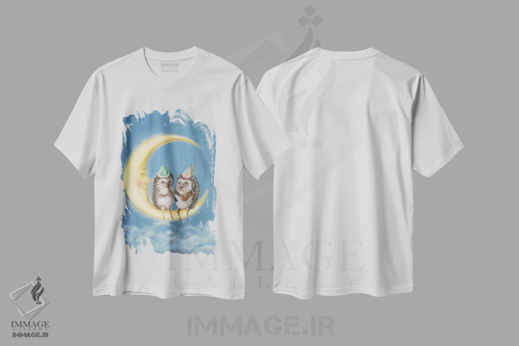 تیشرت سفید طرح دار مهمانی ماه، هنر عامیانه اثر جانا واشتی | immage.ir