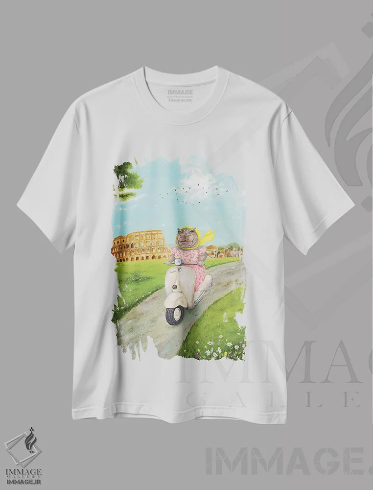 تیشرت سفید طرح دار دلورس در رم، مدیوم اثر جانا واشتی | immage.ir