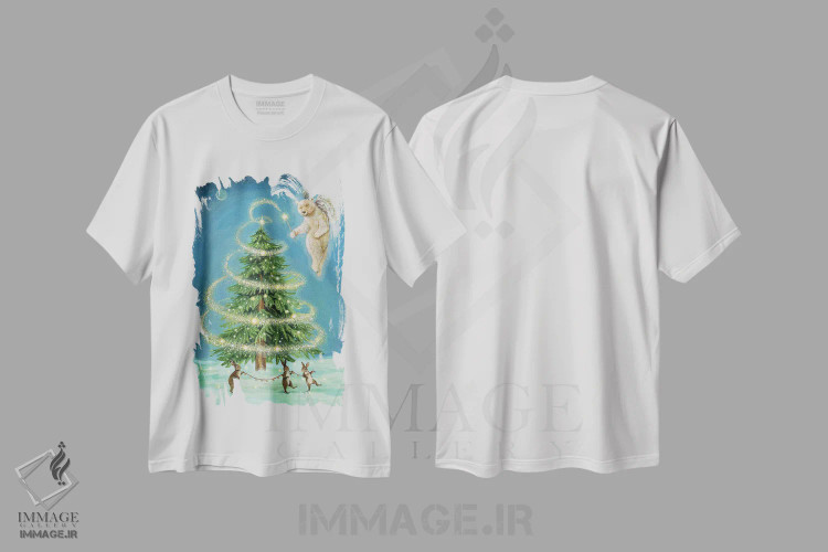 تیشرت سفید طرح دار پری انقلاب خورشیدی، دکور تعطیلات اثر جانا واشتی | فروشگاه ایماژ