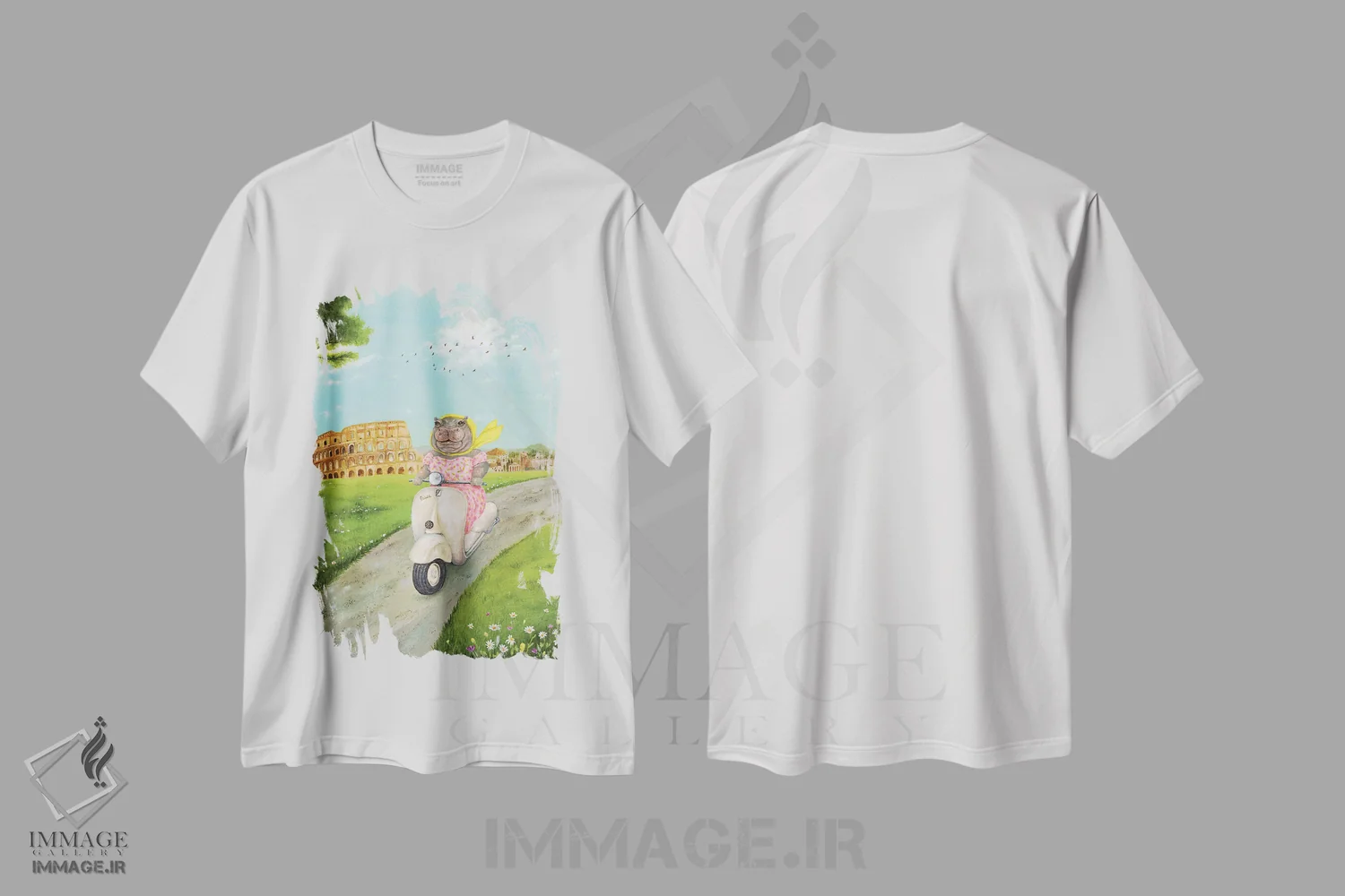 تیشرت سفید طرح دار دلورس در رم، مدیوم اثر جانا واشتی | immage.ir