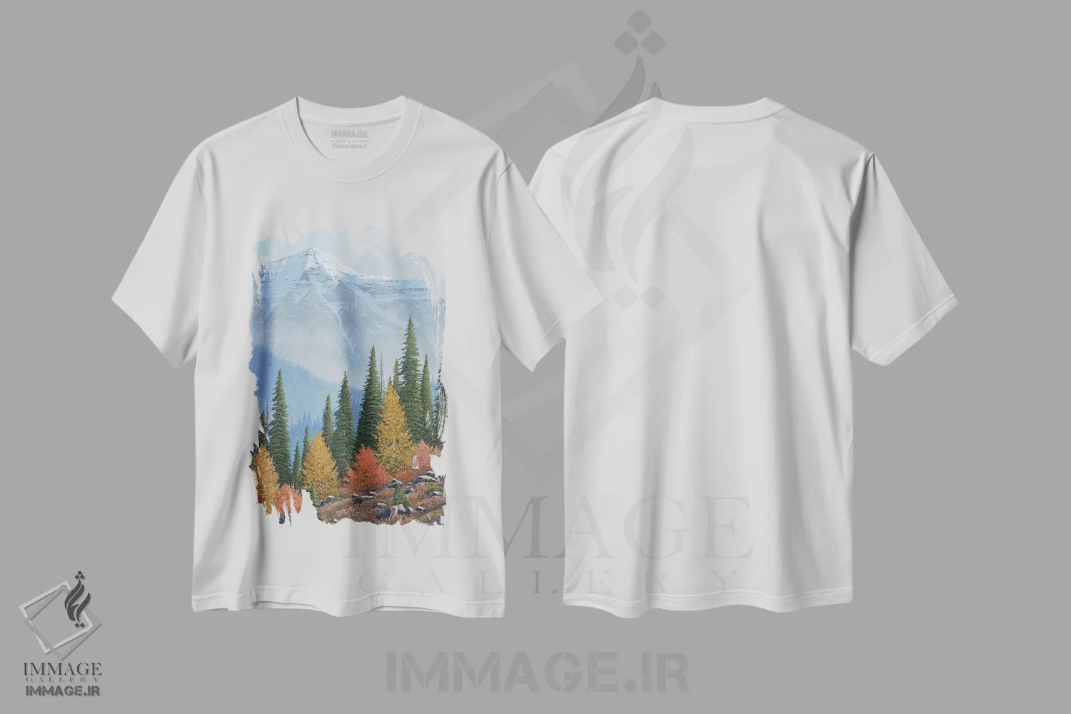 تیشرت سفید طرح دار درخشش بلند پاییز، هنر فاخر معاصر اثر جیک وندن برینگک | فروشگاه ایماژ