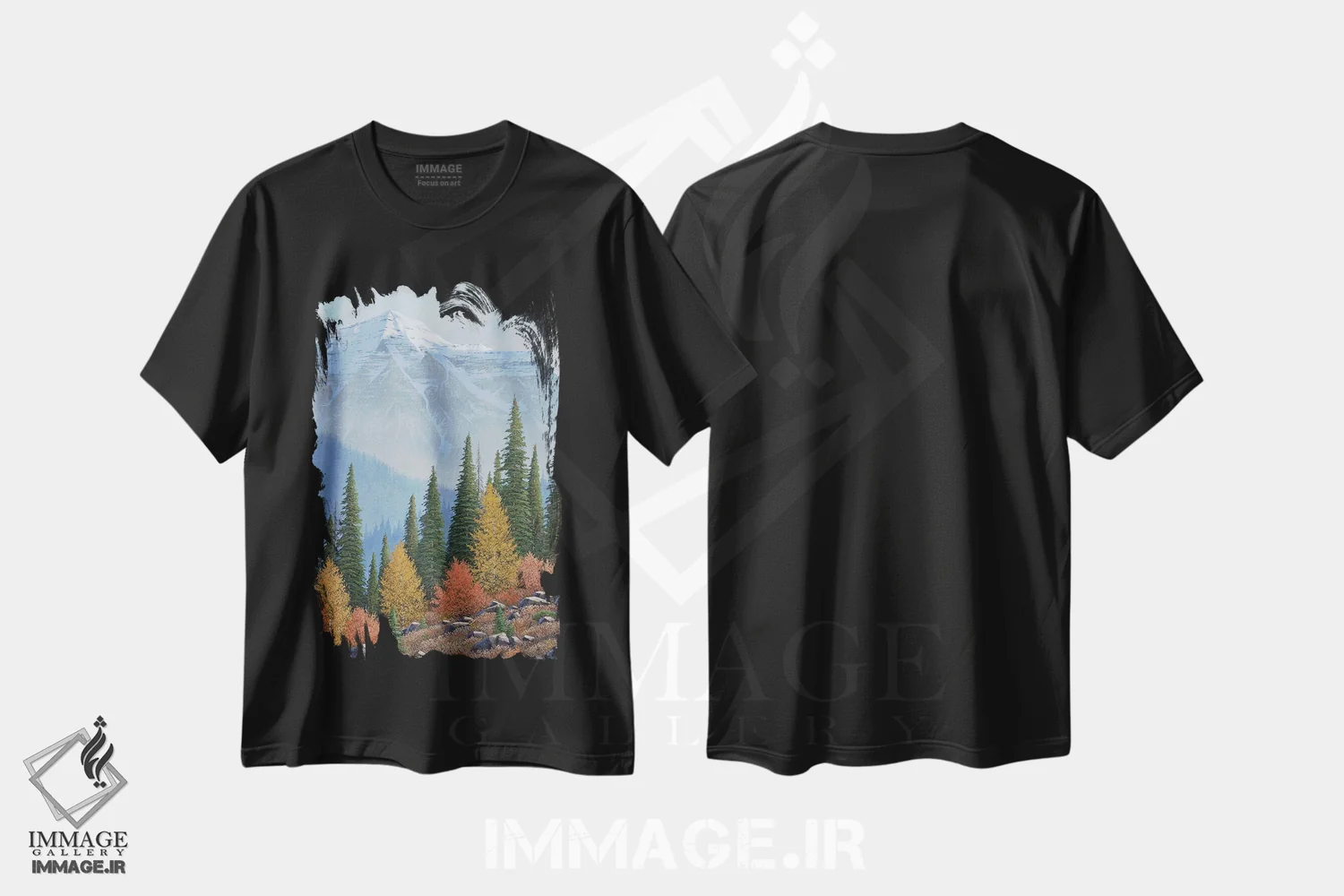تیشرت مشکی طرح دار درخشش بلند پاییز، هنر فاخر معاصر اثر جیک وندن برینگک | immage.ir