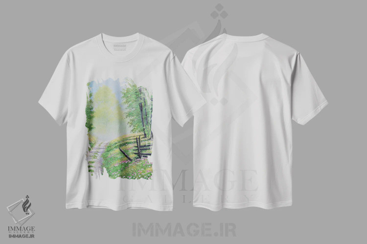 تیشرت سفید طرح دار در یک صبح تابستانی، دکور کلبه و لژ اثر جیک وندن برینگک | فروشگاه ایماژ