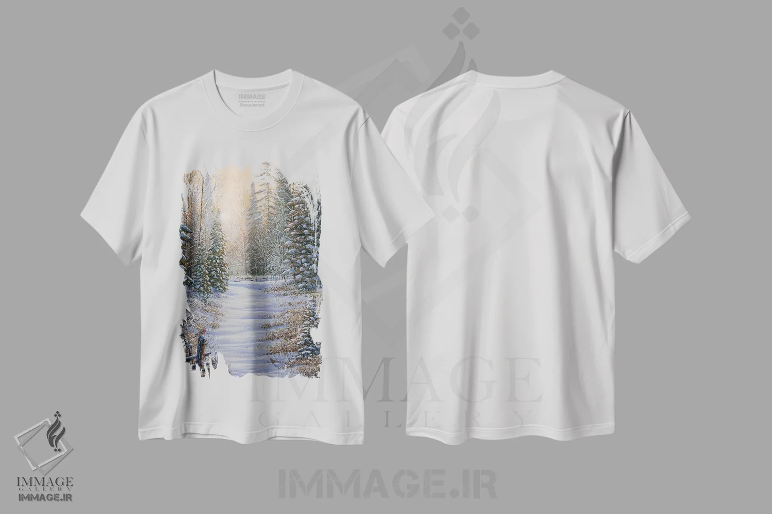 تیشرت سفید طرح دار جادوی زمستانی، دکور کلبه و لژ اثر جیک وندن برینگک | immage.ir